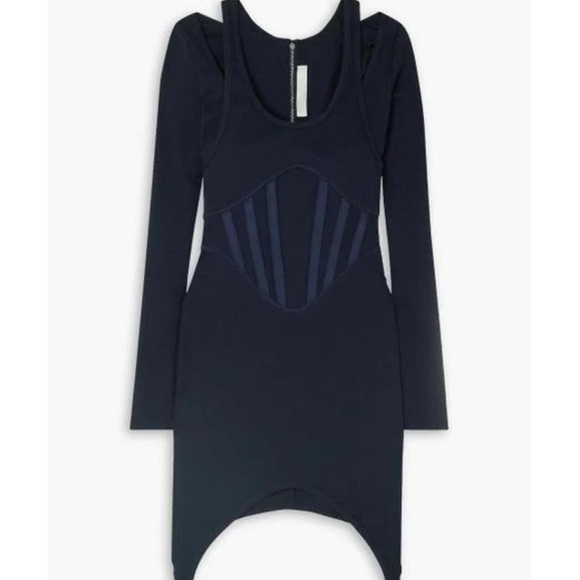 Dion Lee Women's Blue Fin Layered Ribbed Stretch-cotton Mini Dress. NWT - Picture 2 of 3